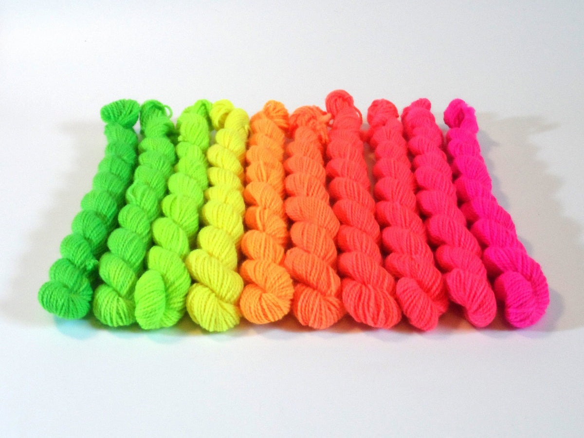 The Day the World Turned Day Glo Solid Gradient Mini Skein Set 100g Sock Yarn
