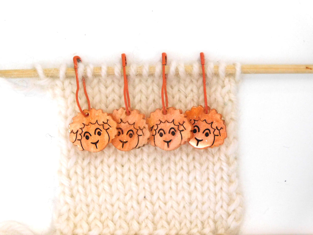 A Small Flock of Pumpkin Orange Stitch Markers  Set of 4