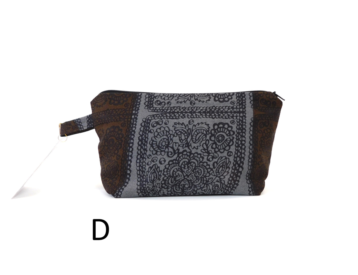 Marimekko Tantsu Fabric Zip Pouch      Grey  size Small 7.5"