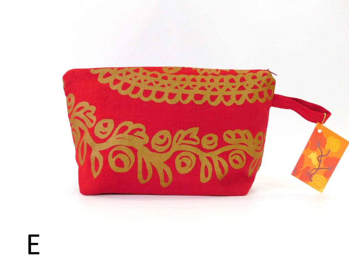 Marimekko Kirgiisi Fabric Zip Pouch  4 options    Red Gold