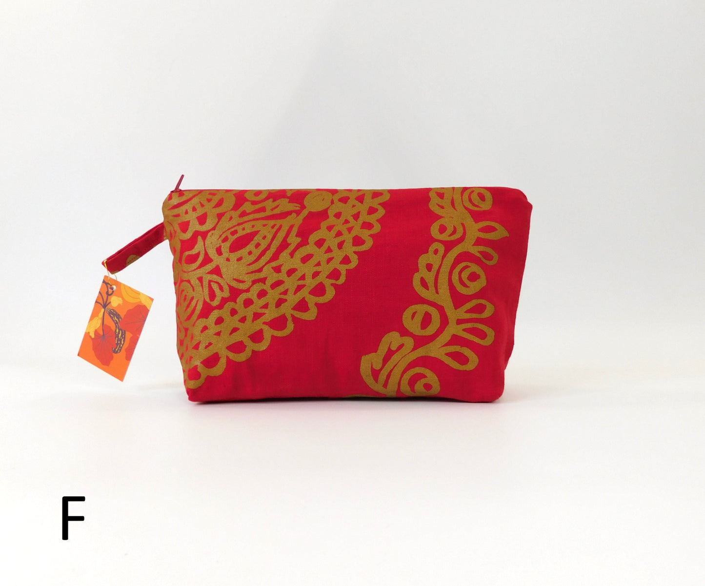 Marimekko Kirgiisi Fabric Zip Pouch  4 options    Red Gold