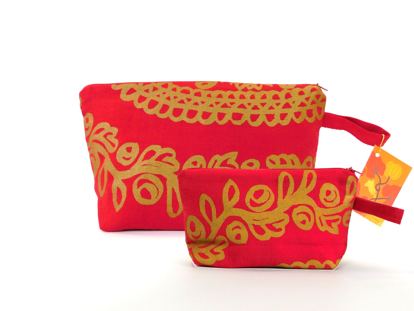 Marimekko Kirgiisi Fabric Zip Pouch  4 options    Red Gold