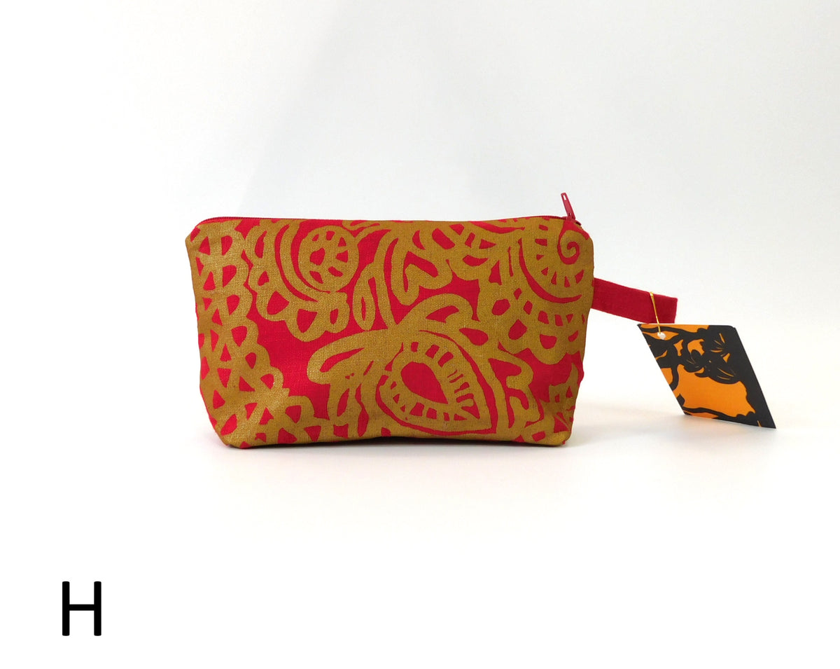 Marimekko Kirgiisi Fabric Zip Pouch  4 options    Red Gold