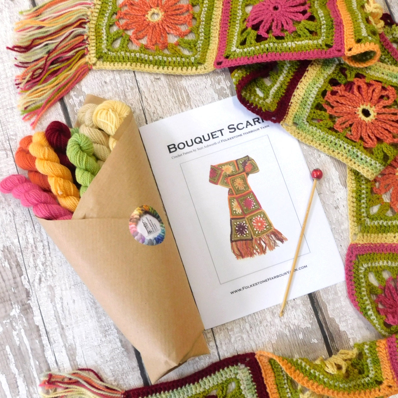 Bouquet Scarf Crochet Pattern   Digital Download