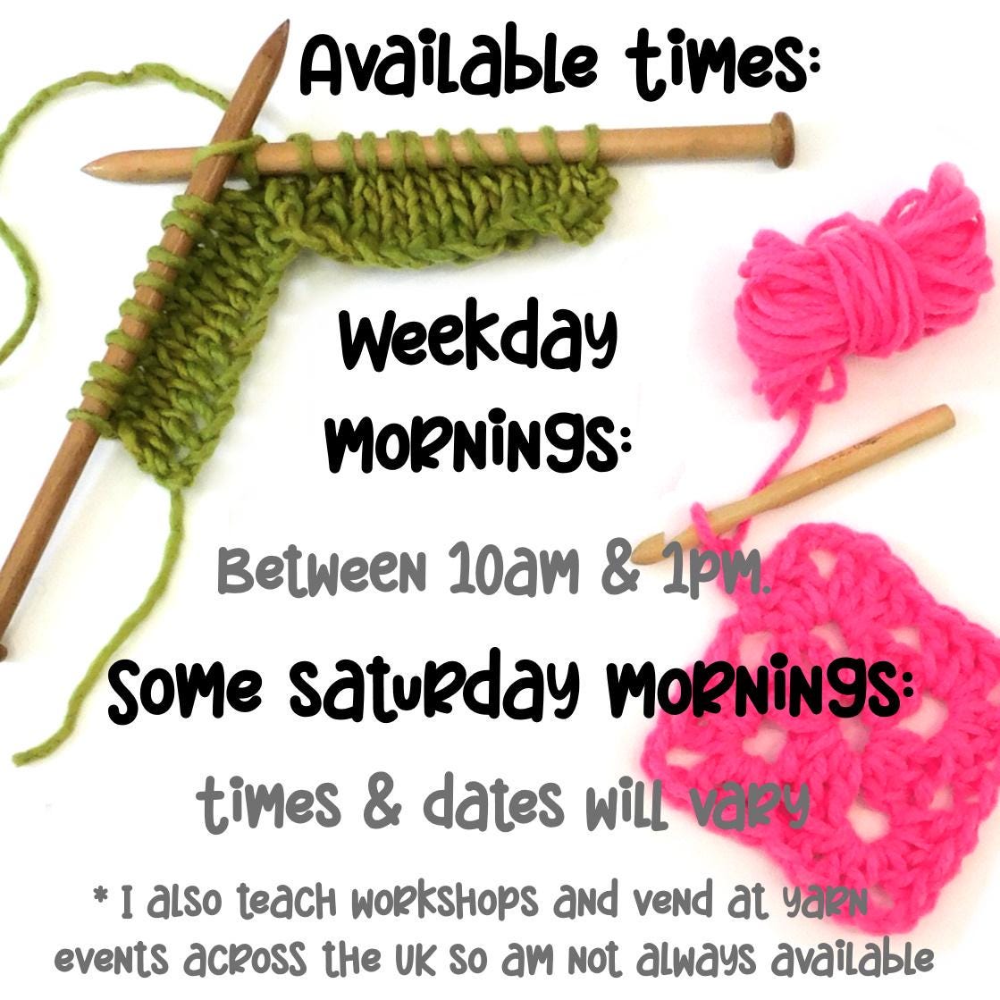KNITTING or CROCHET Lessons   FOLKESTONE Area Only     Please Read Listing