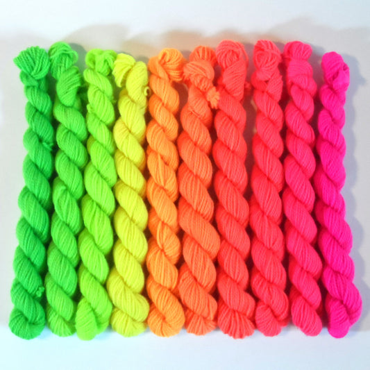 The Day the World Turned Day Glo Solid Gradient Mini Skein Set 100g Sock Yarn