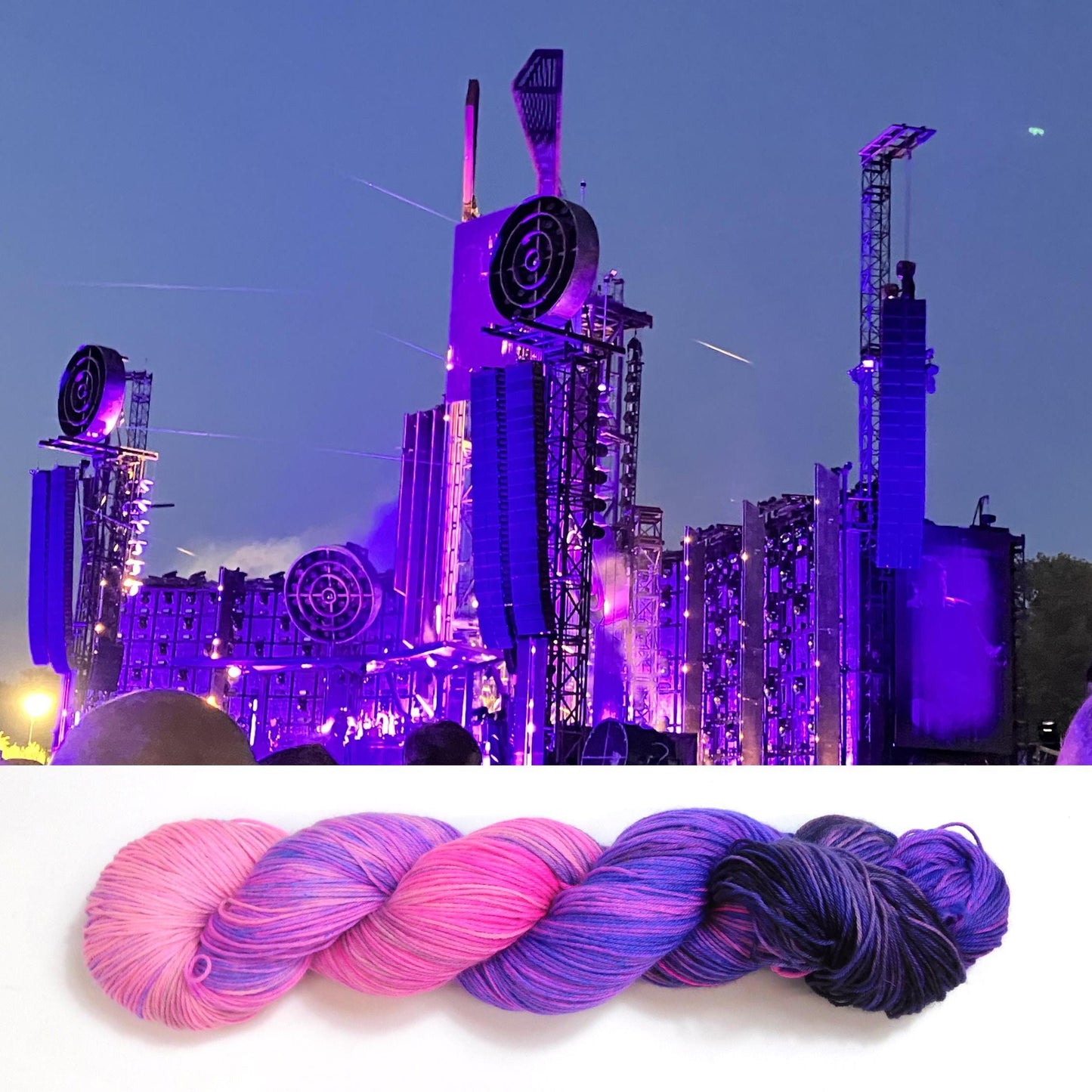 RAMMSKEINS: Oli         100g Variegated Pink Purple Sock Yarn   Fluorescent/UV Reactive