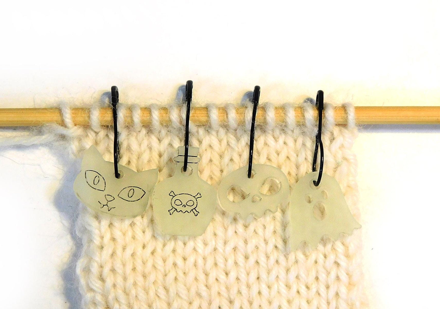 Halloween Spooky Themed Stitch Markers Set of 4      Glow In the Dark