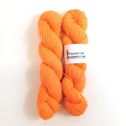 Fluorescent Light Orange Merino Blend Sock Wool yarn 100g skein
