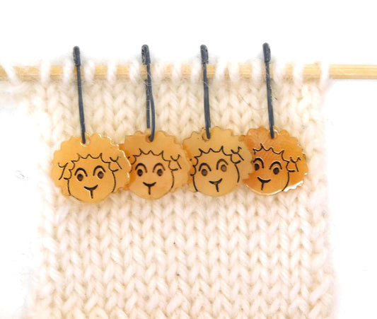 A Small Flock of Ochre Yellow Sheep Stitch Markers  Set of 4