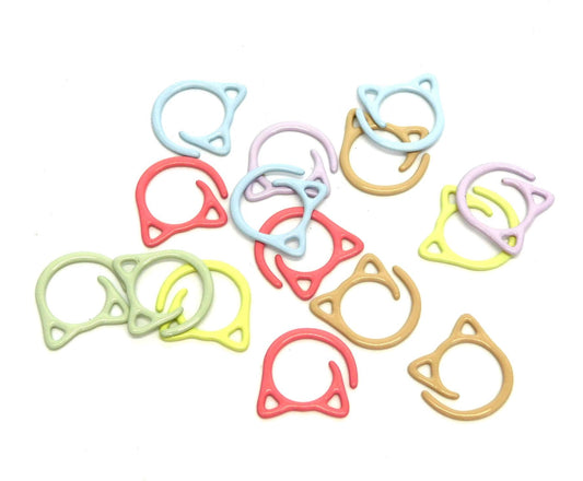 Simple Cat Ring stitch markers  set of 15 rainbow pastels