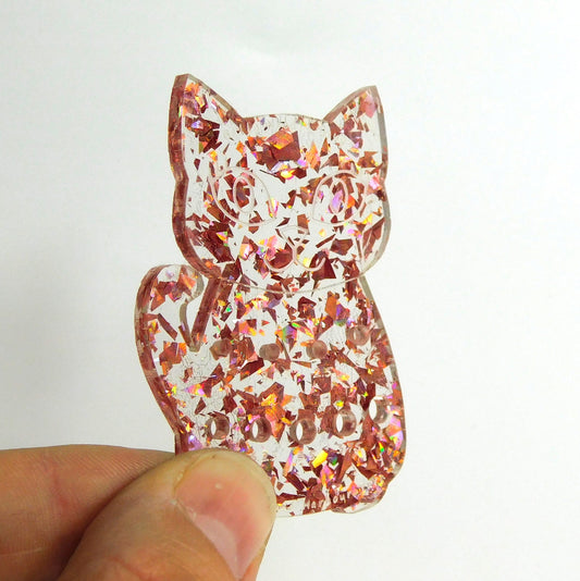 Bella Cat Knitting Needle Gauge, Rose Gold Glitter Acrylic (Metric)
