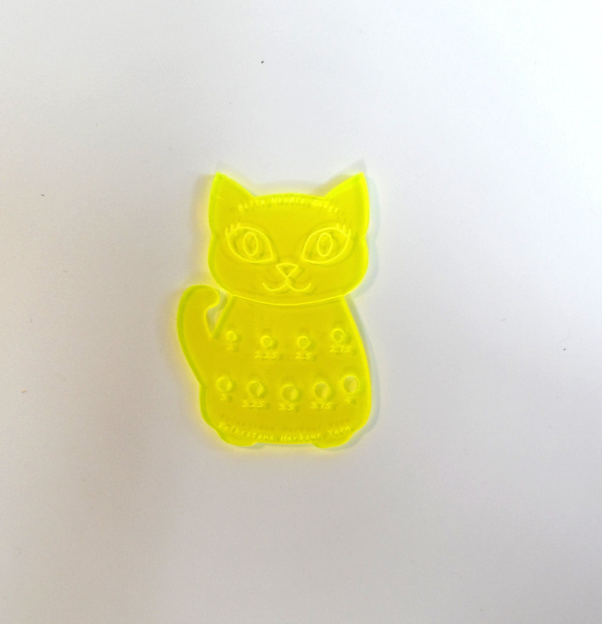 Bella Cat Knitting Needle Gauge Fluro Yellow Sock Knitter Tool
