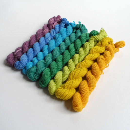 Peacock Semi Solid Gradient Mini Skein Set    Sock or DK      80g