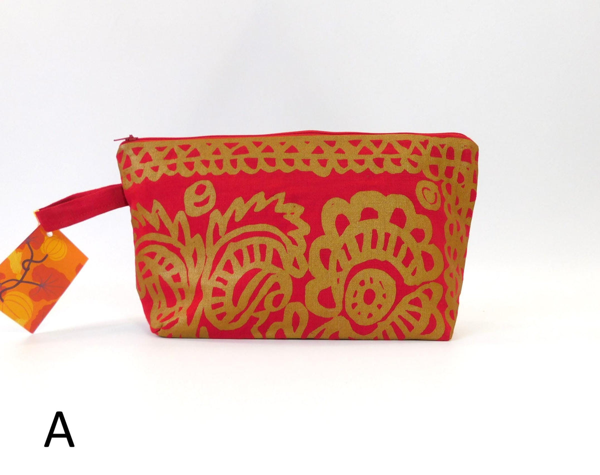 Marimekko Kirgiisi Fabric Zip Pouch  4 options    Red Gold