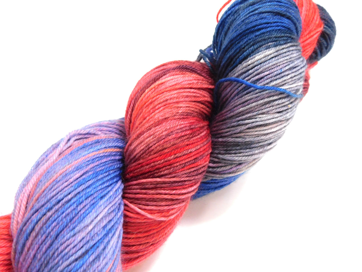 RAMMSKEINS: Schneider 100g Variegated Red Blue Black Sock Yarn Fluorescent/UV Reactive