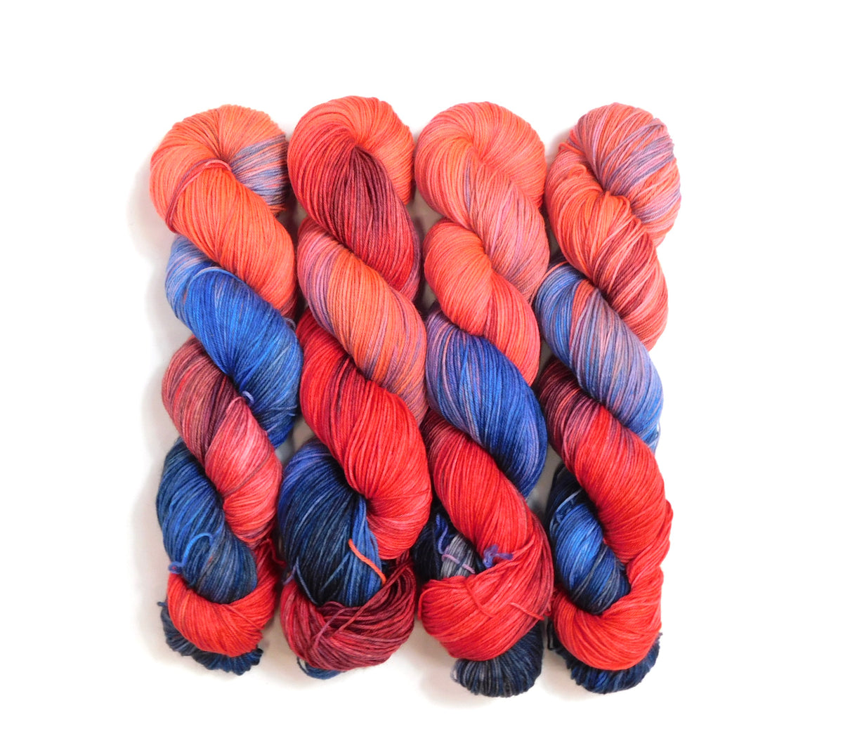 RAMMSKEINS: Schneider 100g Variegated Red Blue Black Sock Yarn Fluorescent/UV Reactive