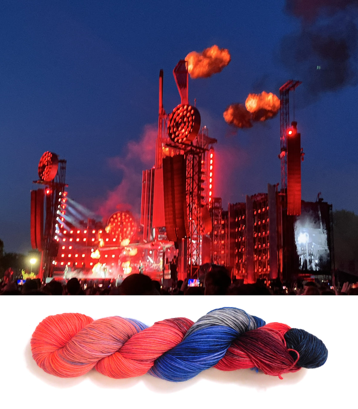 RAMMSKEINS: Schneider 100g Variegated Red Blue Black Sock Yarn Fluorescent/UV Reactive