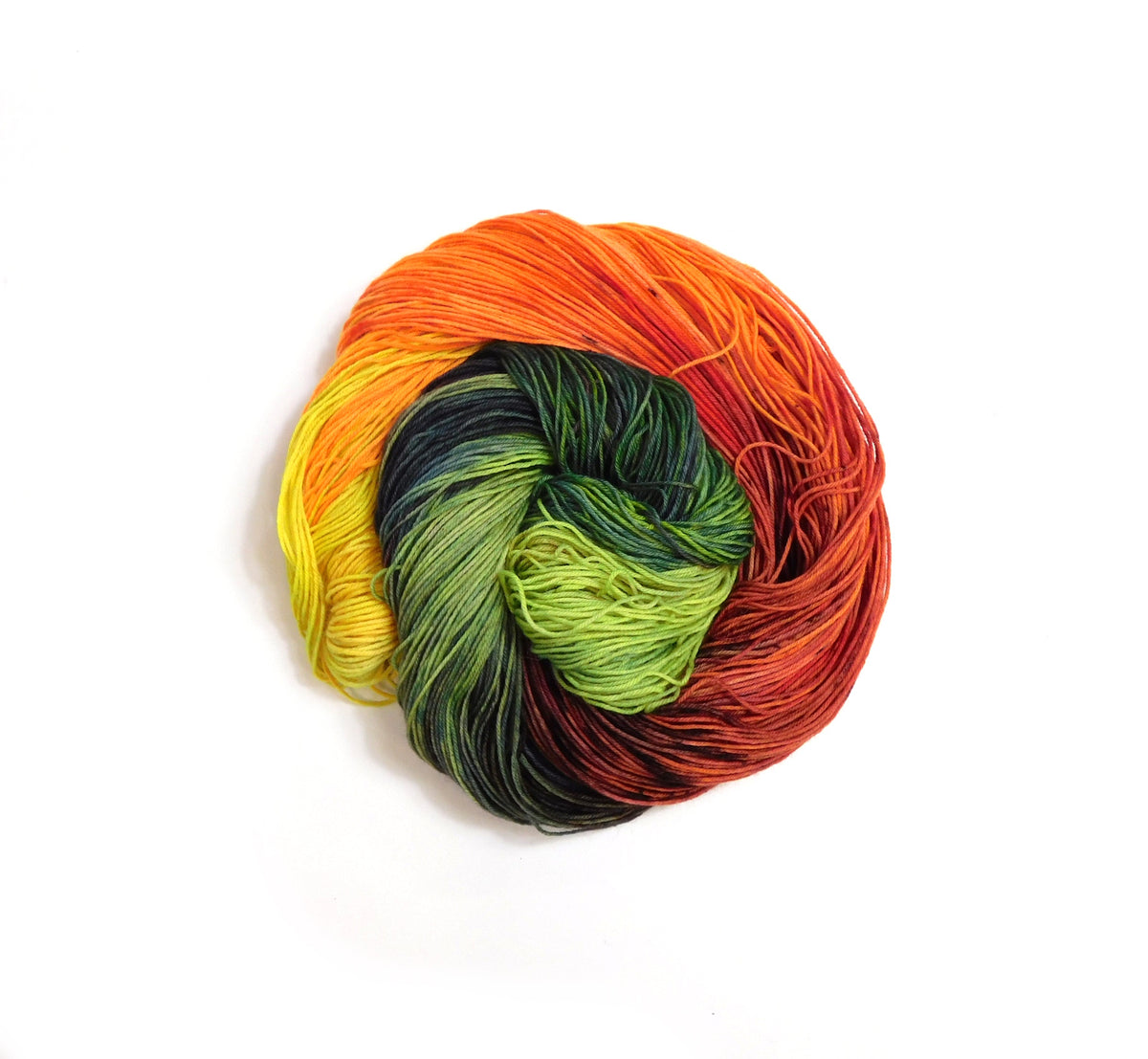 RAMMSKEINS: Till 100g Variegated Yellow Orange Black Sock Yarn Fluorescent/UV Reactive